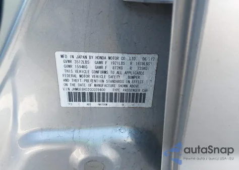 2012 Honda Fit from USA, damaged, VIN JHMGE8H32CC039400